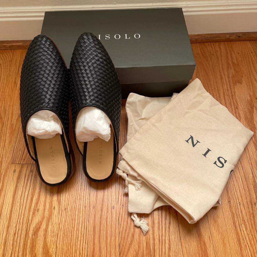 Nisolo Ama Woven Mule (black, sz 9)